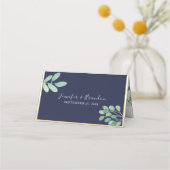 Blaue Hochzeit der botanischen Marine Platzkarte (Rückseite)