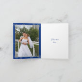 Blaue Hochzeit der Kristallschneeflocken danken Dankeskarte (Innenseite)