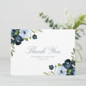 Blaue Hochzeit der Marine Dankeskarte (Stehend Vorderseite)