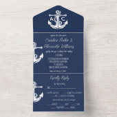 Blaue Hochzeit der Nautic Navy All In One Einladung (Innen Boden)