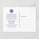 Blaue Hochzeit der Nautik ändert das Datum Ankündigungspostkarte (Rückseite)