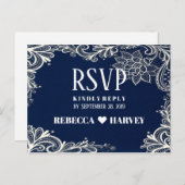 Blaue Hochzeit der Nautik RSVP Einladungspostkarte (Vorne/Hinten)