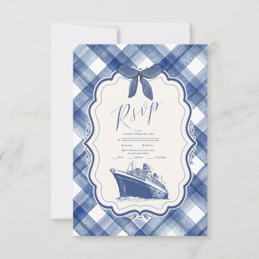 Blaue Hochzeit der Nautik RSVP Karte (Vorderseite)