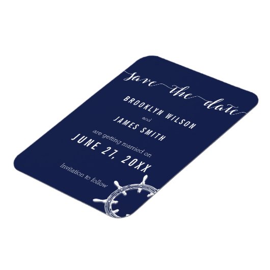 Blaue Hochzeit der Nautik speichert das Datum der Magnet (Linke Seite)