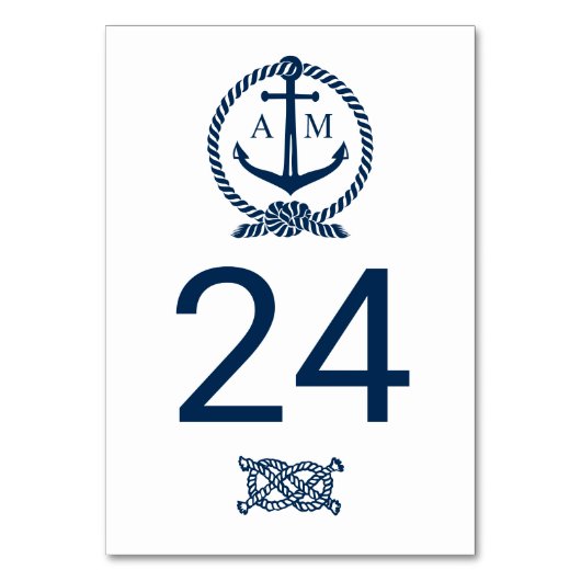 Blaue Hochzeit der Nautik Tischnummer (Vorderseite)