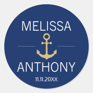 Blaue Hochzeit der Nautischen Marine Runder Aufkleber