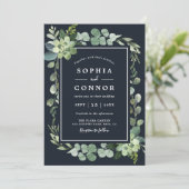 Blaue Hochzeit der Navy in der Nacht Einladung (Stehend Vorderseite)