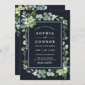 Blaue Hochzeit der Navy in der Nacht Einladung (Vorne/Hinten)