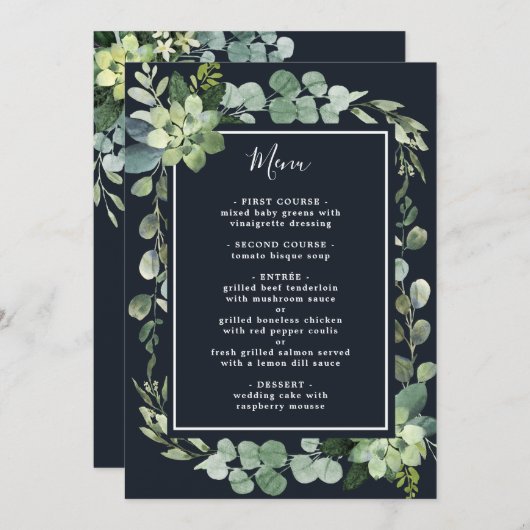 Blaue Hochzeit der Navy in der Nacht Menükarte (Vorne/Hinten)