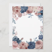 Blaue Hochzeit der Navy Rose Mauve Watercolor Dankeskarte (Rückseite)