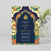 Blaue Hochzeit der Perserblume Folieneinladung (Stehend vorne)