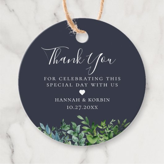 Blaue Hochzeit der Rustikalen Wälder Geschenkanhänger (Vorderseite)