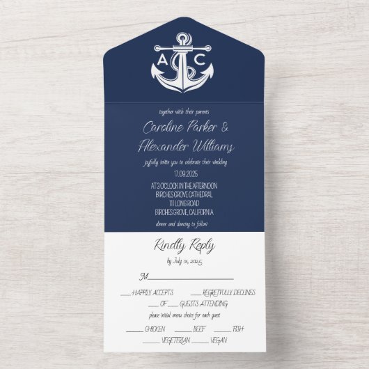 Blaue Hochzeit der Seestreitkräfte All In One Einladung (Innen Boden)