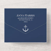 Blaue Hochzeit der Weißen Marine All In One Einladung (Rückseite)