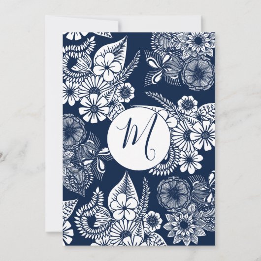 Blaue Hochzeit der weißen Marine Einladung (Rückseite)