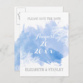 Blaue Hochzeit des Korallenriffs Wasserfarbe Datum Ankündigungspostkarte (Vorne/Hinten)