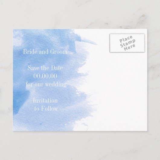 Blaue Hochzeit des Korallenriffs Wasserfarbe Datum Ankündigungspostkarte (Rückseite)