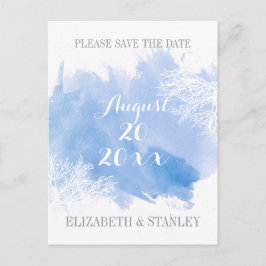 Blaue Hochzeit des Korallenriffs Wasserfarbe Datum Ankündigungspostkarte