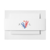 Blaue Hochzeit des Nautical Red Hummer Monogram Einladungsbanderole (Vorderseite Beispiel)