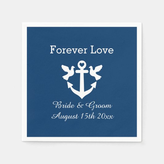 Blaue Hochzeit des Navy-nautischen Anker Serviette (Vorderseite)