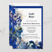 Blaue Hochzeit des Strandschmetterlings Einladung (Vorne/Hinten)