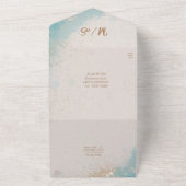 Blaue Hochzeit des tropischen Strandes All In One Einladung (Außenbereich)