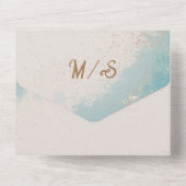 Blaue Hochzeit des tropischen Strandes All In One Einladung (Rückseite)