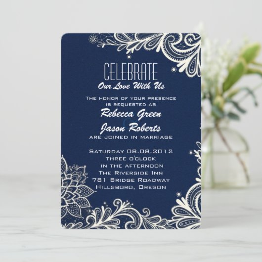 Blaue Hochzeit Einladung (Stehend Vorderseite)