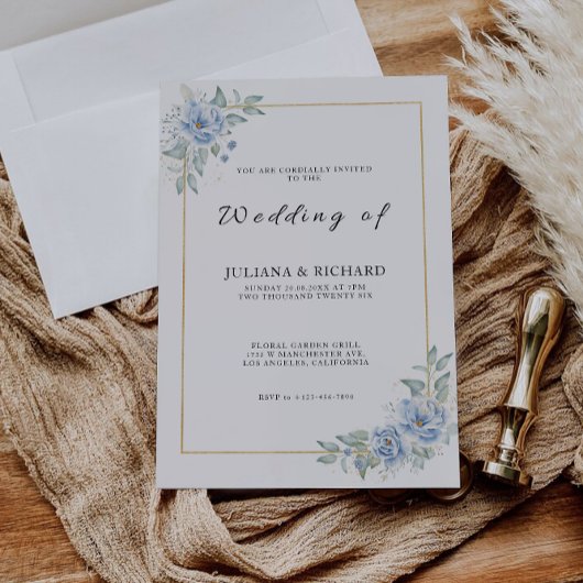 Blaue Hochzeit - Einladungen Vorlage