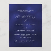 Blaue Hochzeit Einladungspostkarte (Vorderseite)