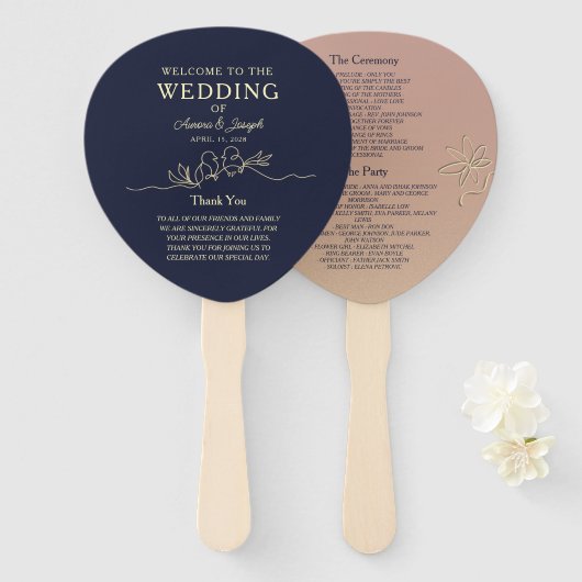 Blaue Hochzeit Fächer (Vorne und Hinten)