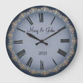 Blaue Hochzeit Große Wanduhr (Vorderseite)