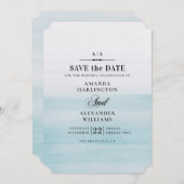 Blaue Hochzeit in Aquarellen. Einfache Eleganz Save The Date (Vorne/Hinten)