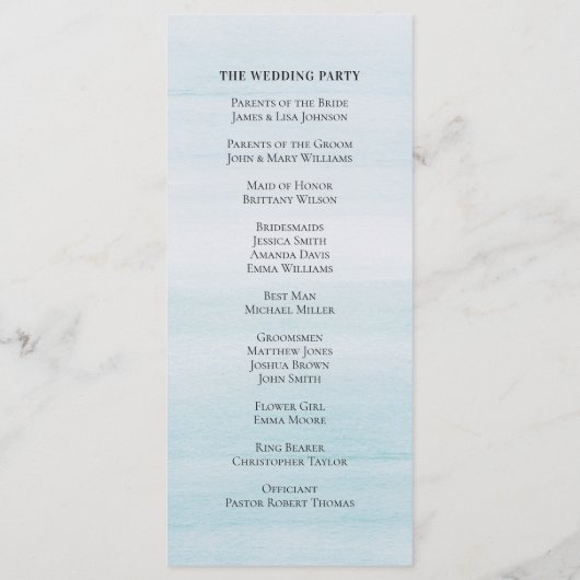 Blaue Hochzeit in Aquarellen. Klassischer nautisch Programm (Rückseite)