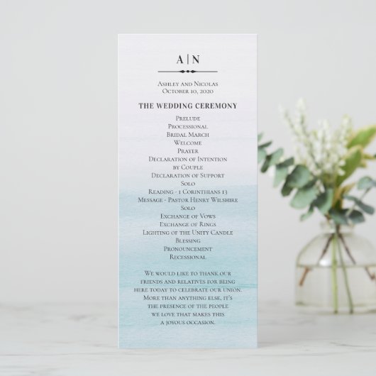 Blaue Hochzeit in Aquarellen. Klassischer nautisch Programm (Stehend Vorderseite)