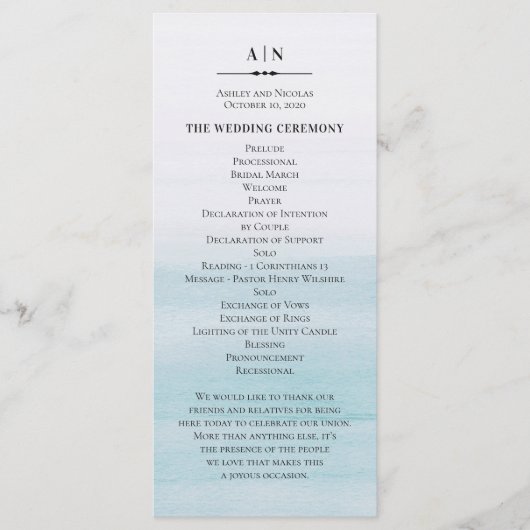 Blaue Hochzeit in Aquarellen. Klassischer nautisch Programm (Vorderseite)