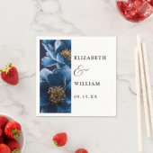Blaue Hochzeit in Navy Elegant Moderne Blumenhochz Serviette (Beispiel)