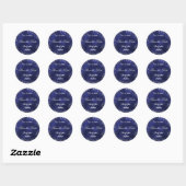 Blaue Hochzeit in Navy Silber Save the Date Runder Aufkleber (Blatt)