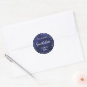 Blaue Hochzeit in Navy Silber Save the Date Runder Aufkleber (Umschlag)