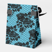 Blaue Hochzeit in Schwarz und Aquamarin Geschenkschachtel (Rückseite)