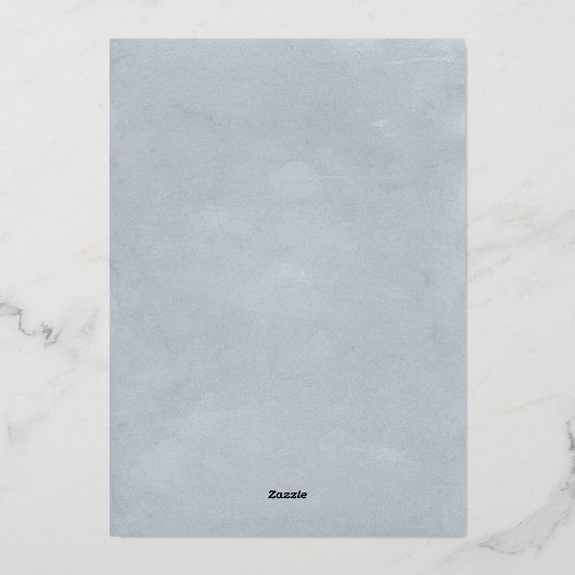 Blaue Hochzeit in Urlaubsort Folieneinladung (Rückseite)