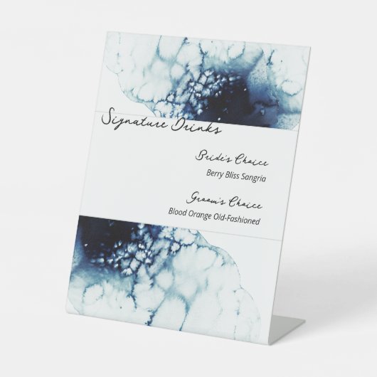 Blaue Hochzeit in Urlaubsort Signature Drinks Sockelschild (Vorderseite)