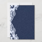 Blaue Hochzeit mit blauem Denim-Spitz Einladung (Rückseite)