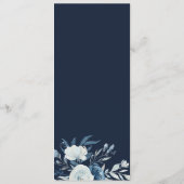Blaue Hochzeit mit Blumen Menükarte (Rückseite)
