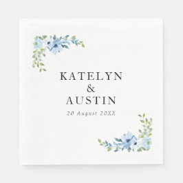 Blaue Hochzeit mit Blumen Serviette