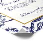 Blaue Hochzeit mit botanischem Gold Poster (Ecke)