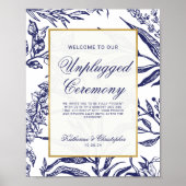 Blaue Hochzeit mit botanischem Gold Poster (Vorne)
