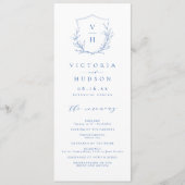 Blaue Hochzeit mit botanischem Wappen Programm (Vorderseite)