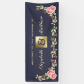 Blaue Hochzeit mit floralen Farben Banner (Vertikal)