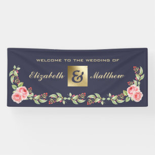 Blaue Hochzeit mit floralen Farben Banner